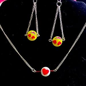 2 Pcs Necklace and Earrings emojis set (handmade)